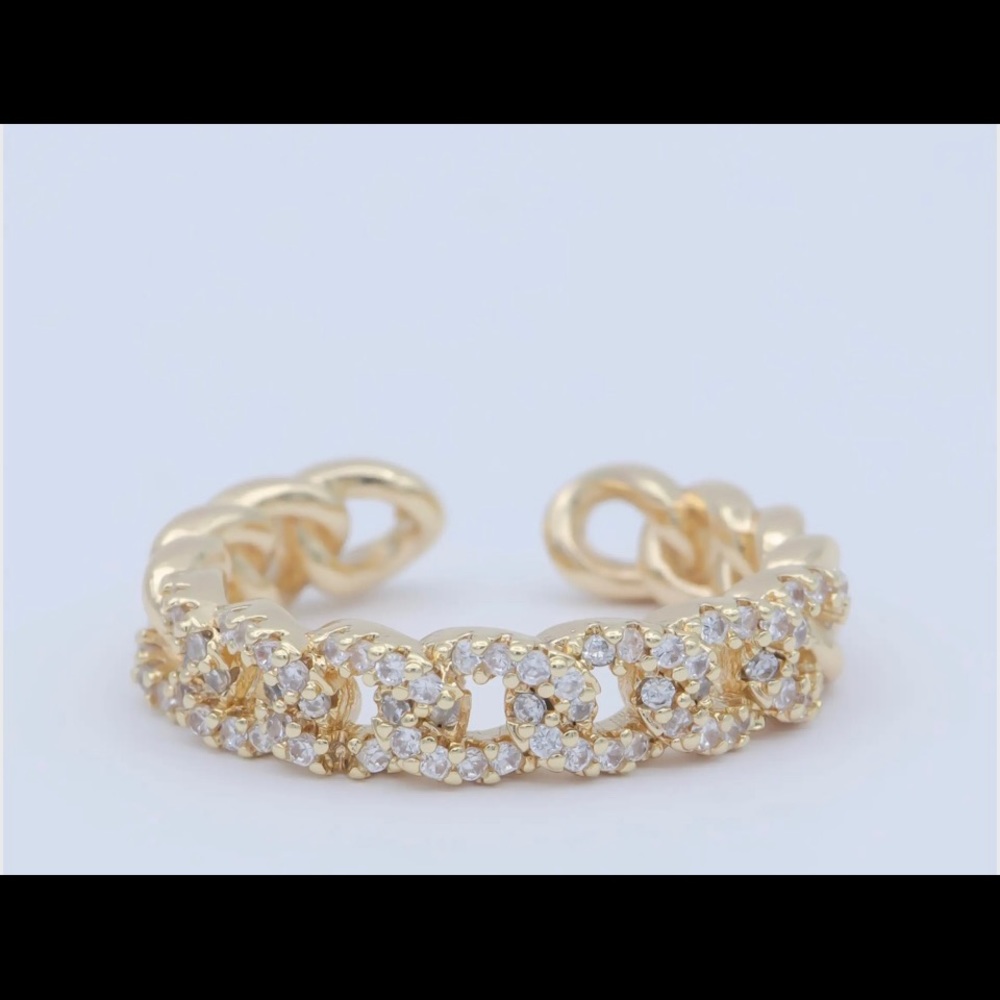 Golden Cable Chain Cuff Ring